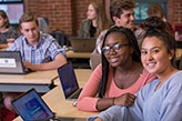 Students smiling in class. Links to Closely Held Business Stock