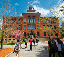 Students on campus in the spring. Link to Gifts of Real Estate